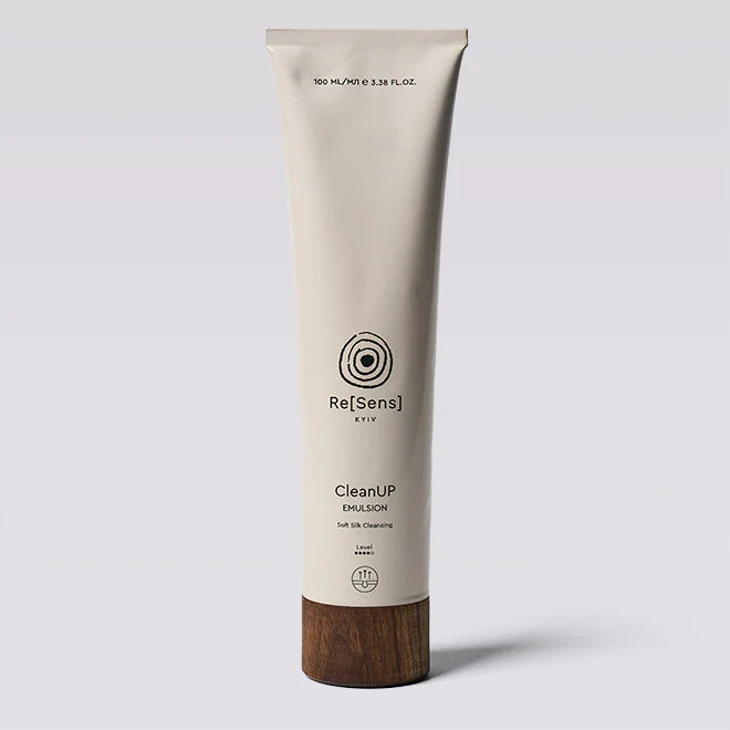 Tube of Re[Sens] CleanUP Emulsion on a light gray background