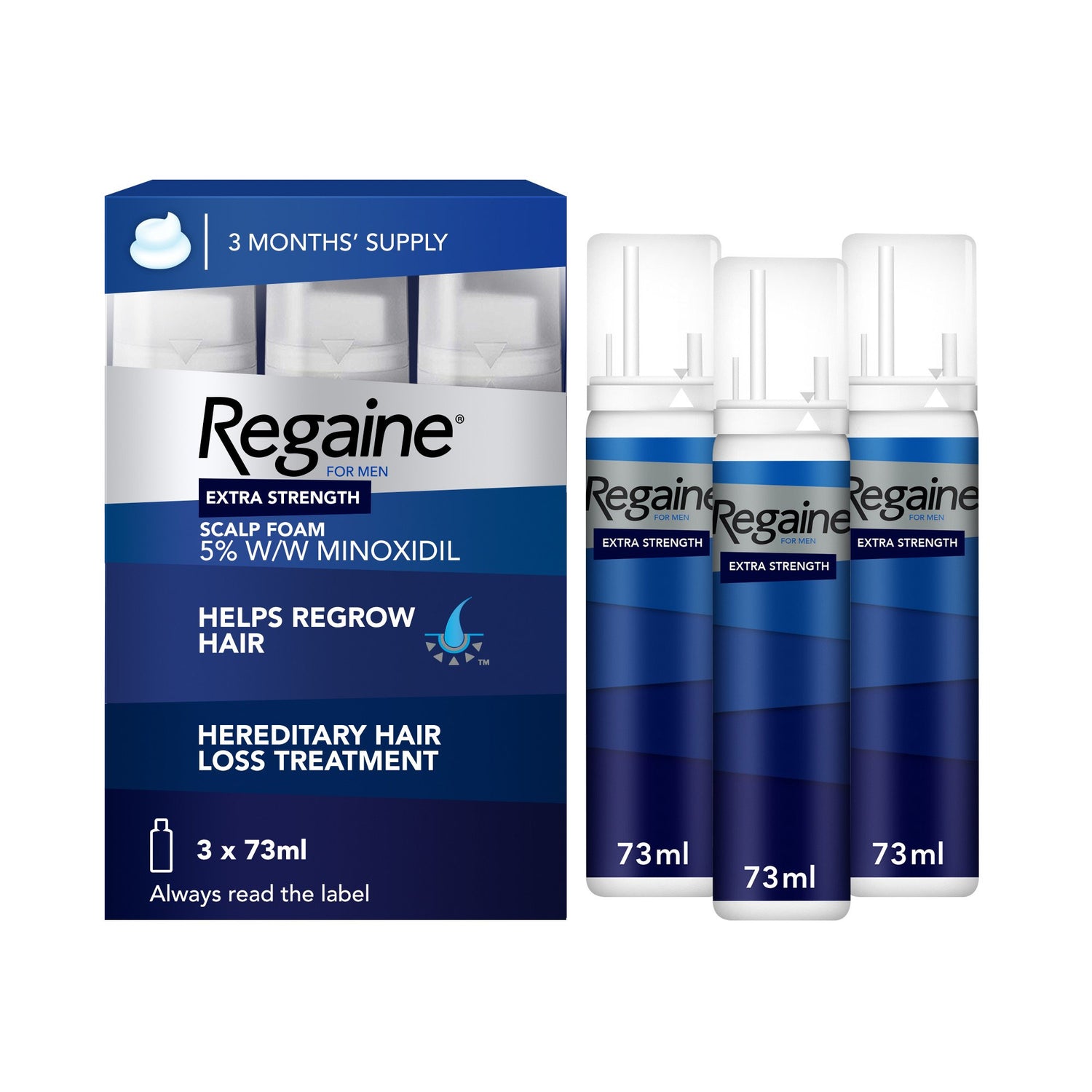 Regaine for Men Extra Strength Hair Regrowth Treatment (3 x 73ml)