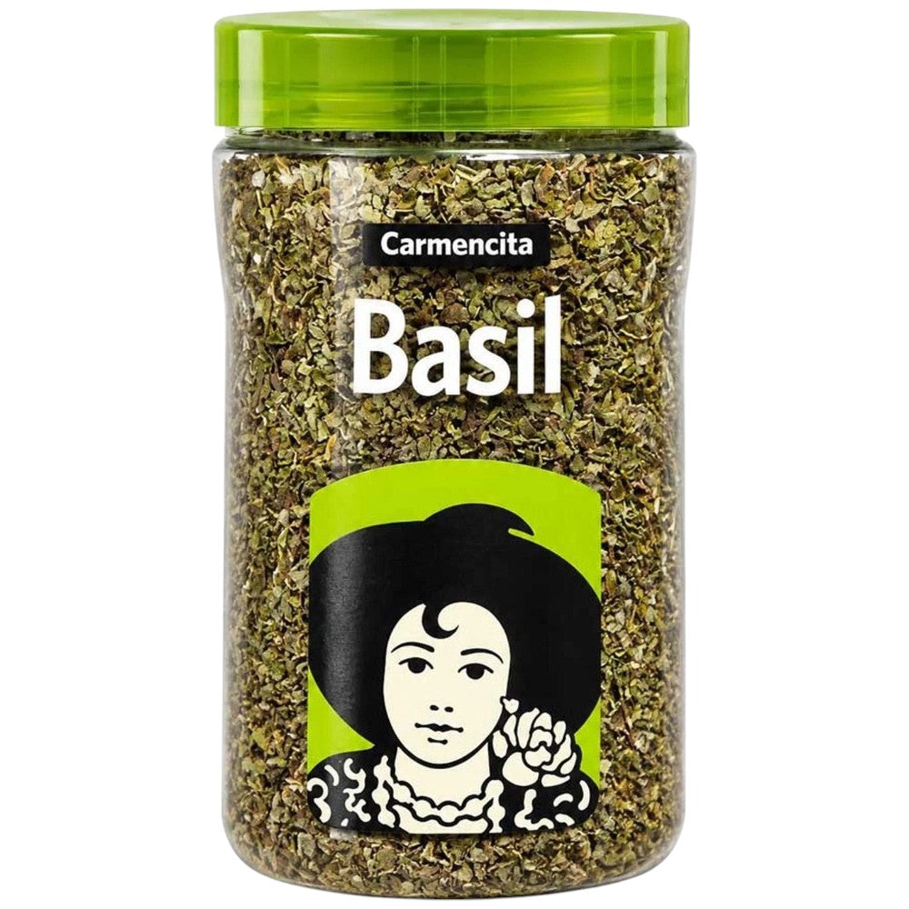 Carmencita Dried Basil 180g plastic container front packaging