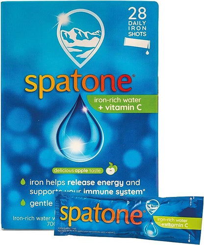 Spatone APPLE Natural Daily Iron Rich Water Shots + Vitamin C - 28 Sachets