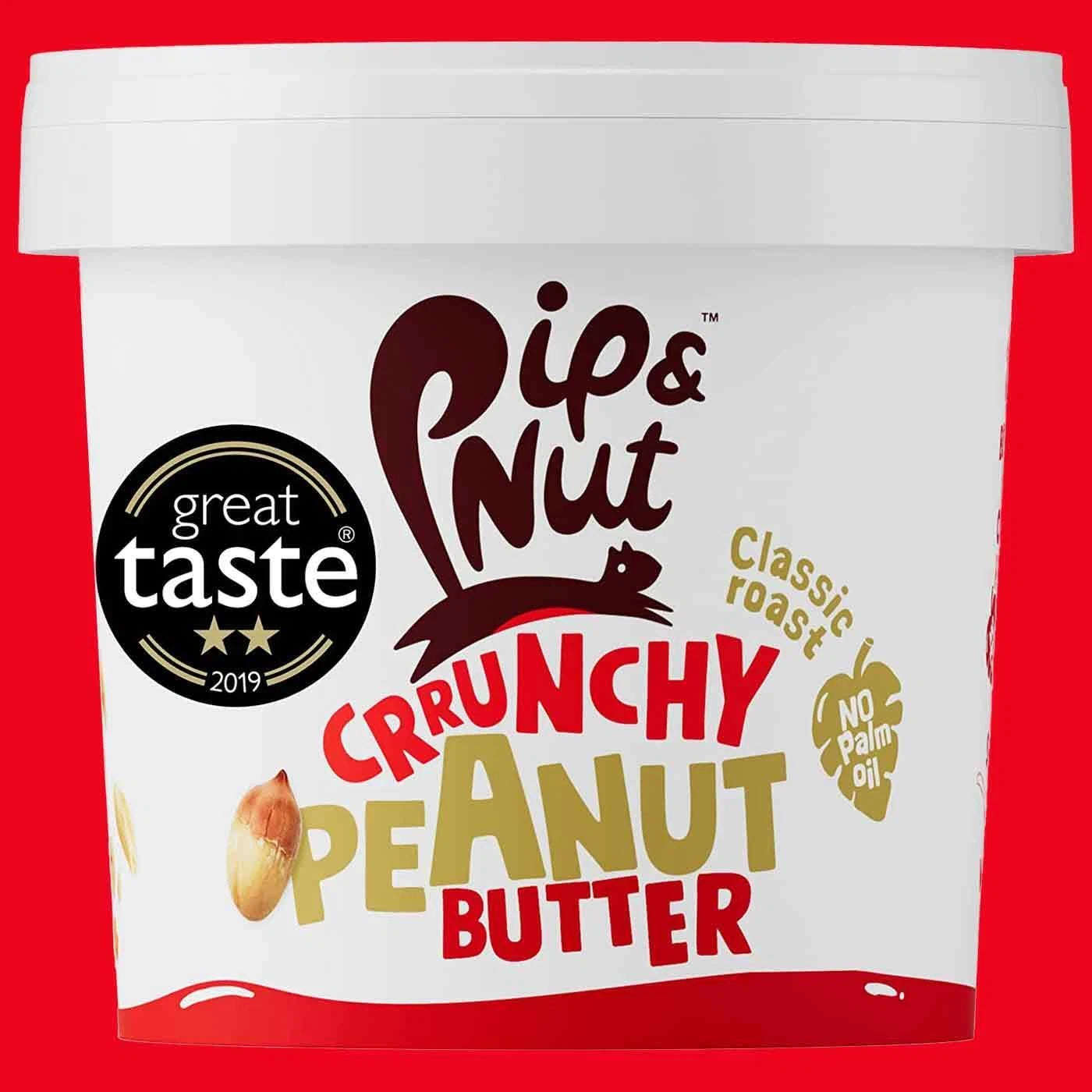 Front image: Pip and Nut crunchy peanut butter spread tub 1kg single pack