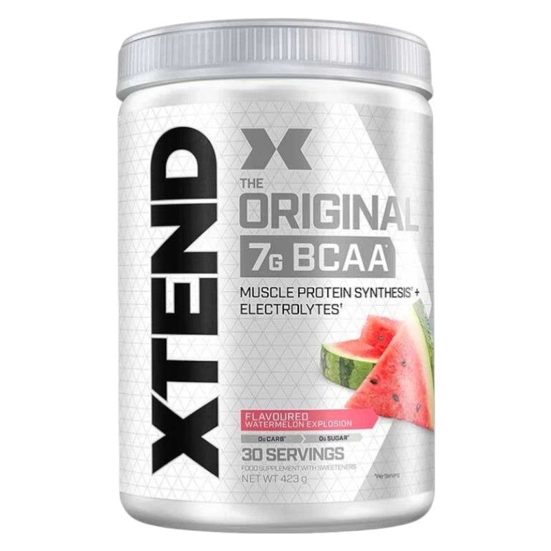 Front image: XTEND Original BCAA Powder Watermelon tub powder 423g 30 servings