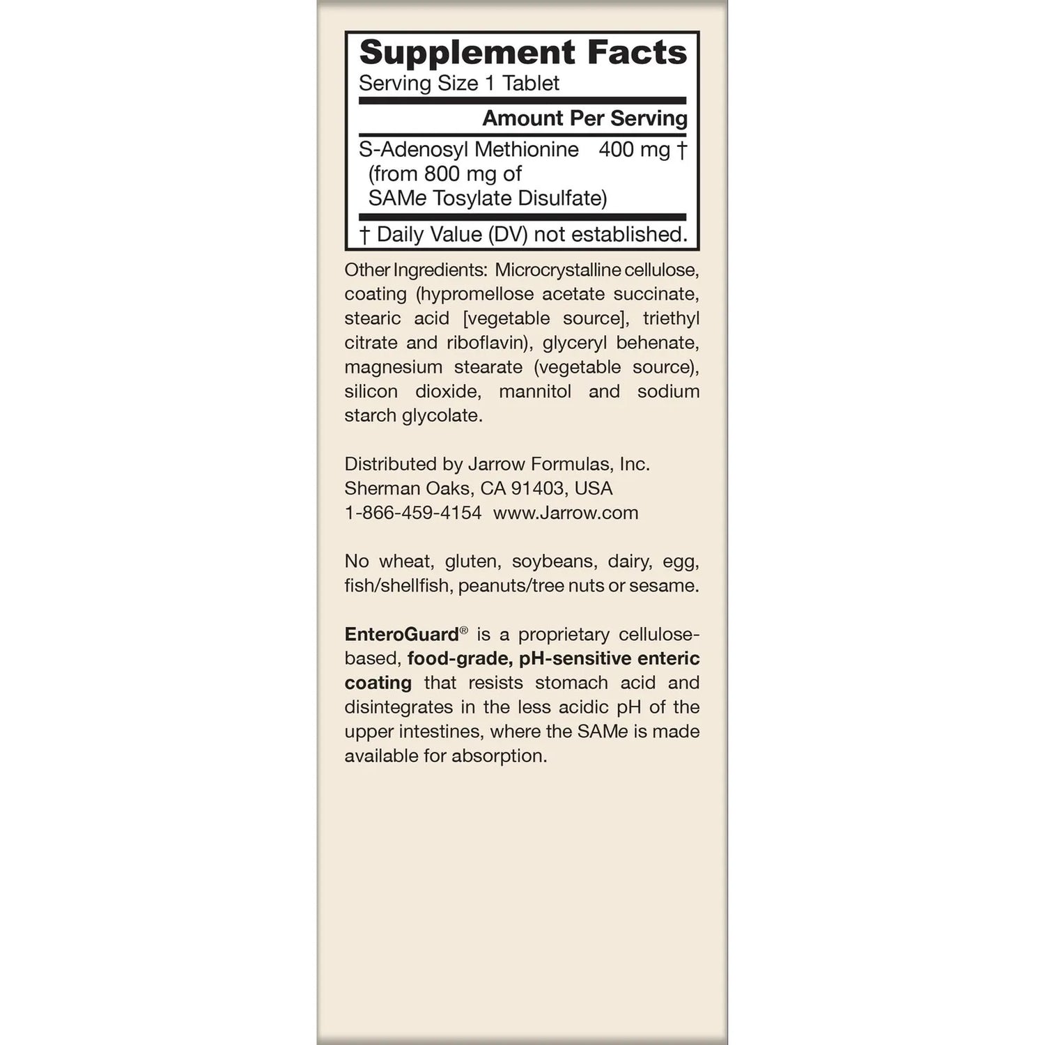 Jarrow Formulas SAMe - 400mg Supports balanced mood, joint health and liver function