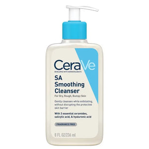 CeraVe SA Smoothing Cleanser fragrance free face and body cleanser bottle 236ml