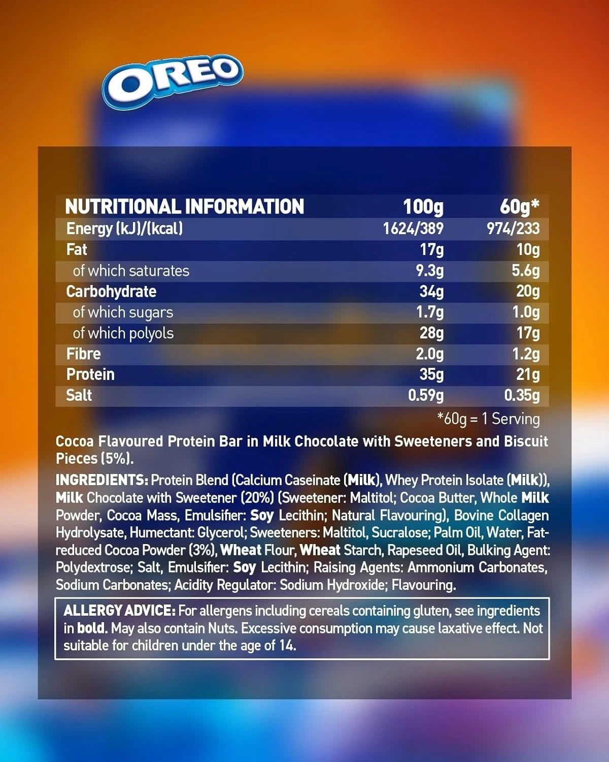 Grenade OREO Protein Bar nutrition facts and ingredients 12 x 60g