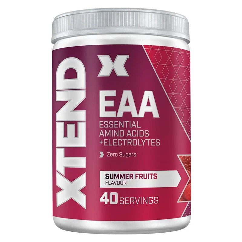 Front image: XTEND EAA Amino Acids Powder Summer Fruits tub powder 296g 40 servings