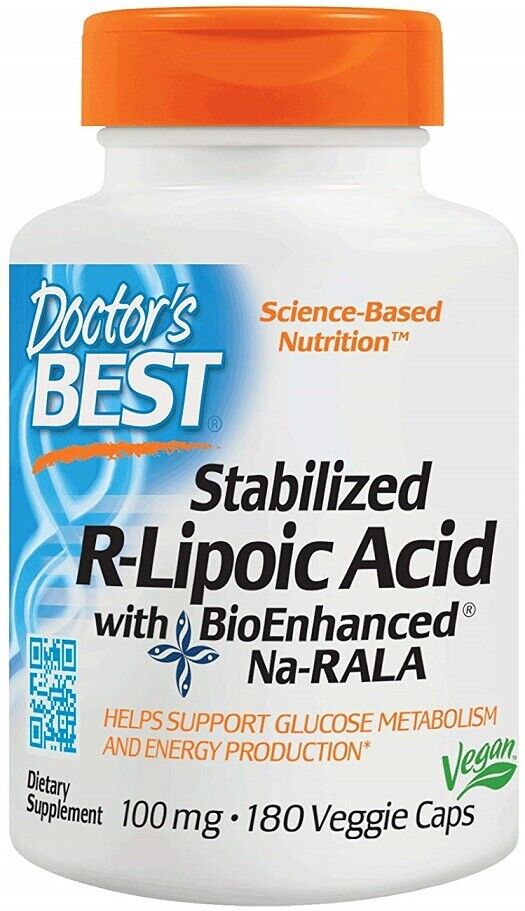 Doctor's Best	Stabilized R-Lipoic Acid with BioEnhanced Na-RALA, 100mg - 180 vcaps