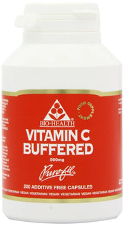 Bio-Health Buffered Vitamin C 500mg capsules bottle vegan supplement 200 capsules