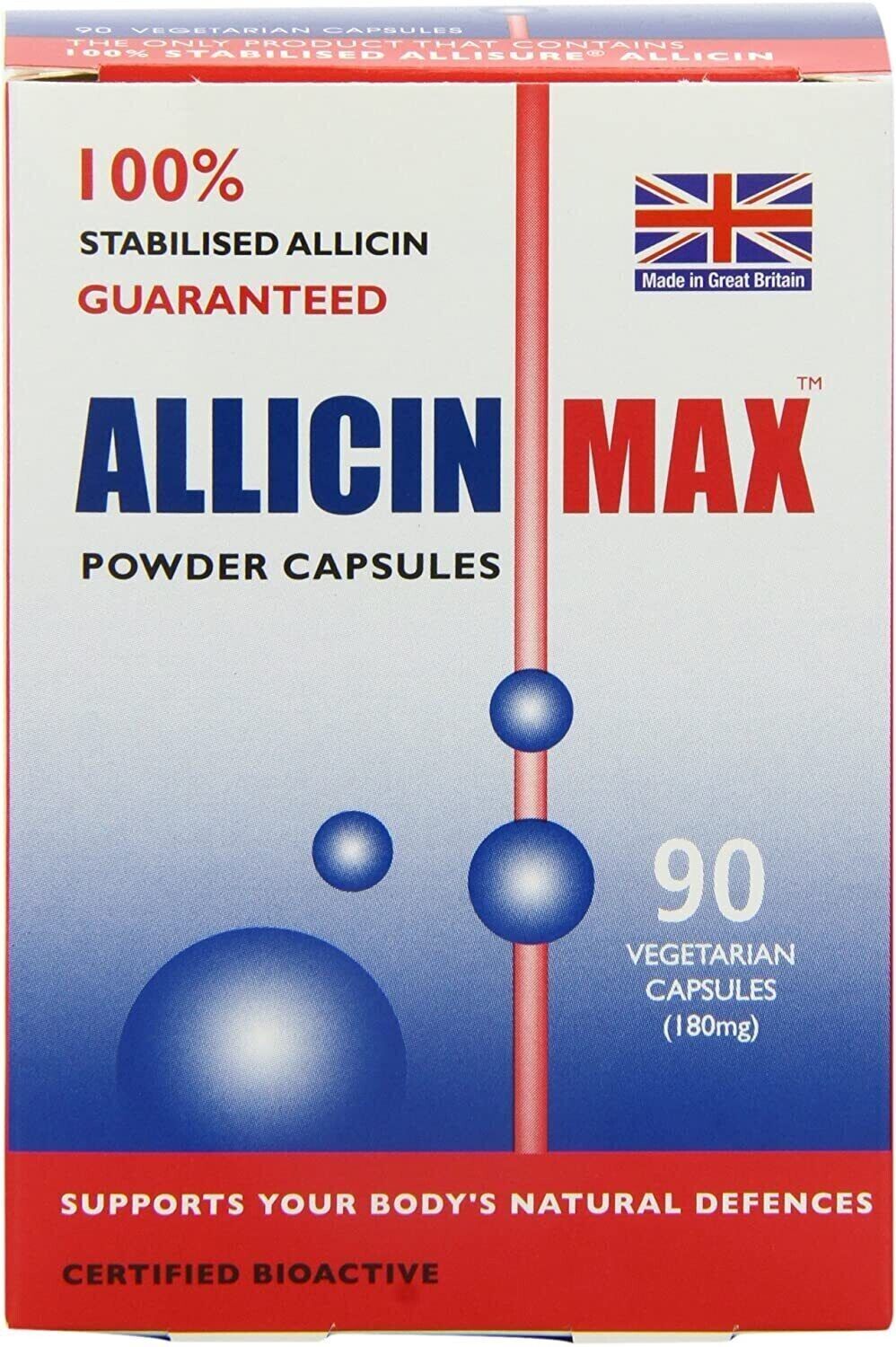 Allicin Max 180mg 90 Vegetarian Capsules Supports Body immune system