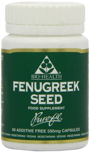 Bio-Health Fenugreek Seed 550mg capsules bottle vegan herbal supplement 60 capsules