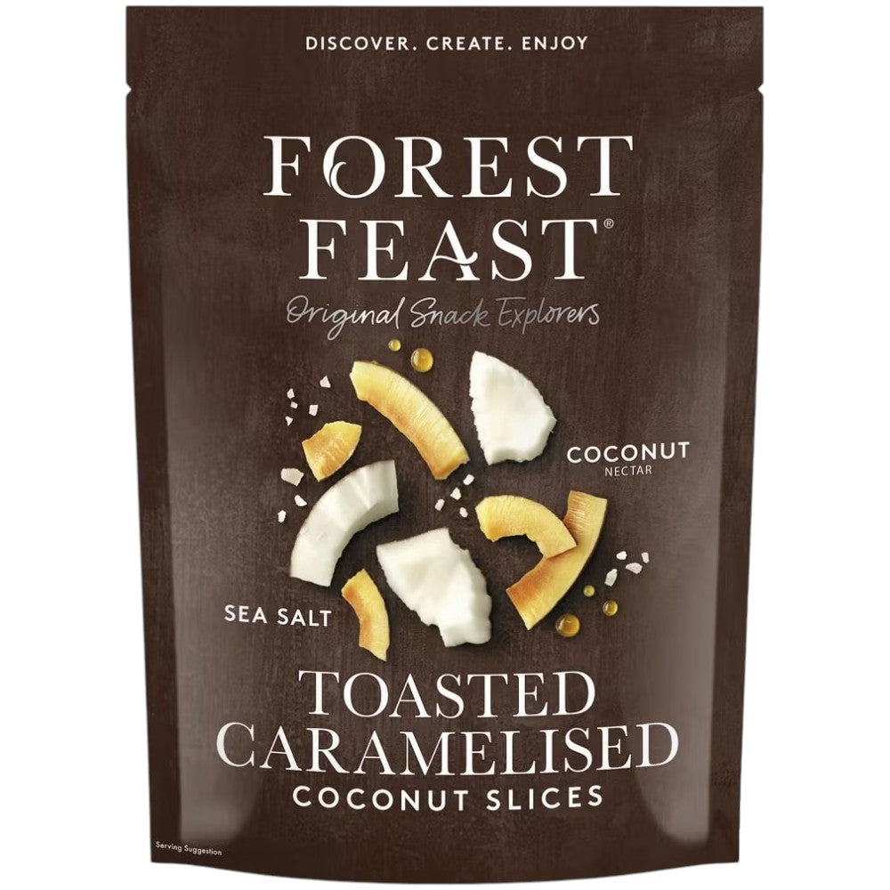Forest Feast Toasted Caramelised Coconut Slices toasted coconut snack 600g pack front packaging
