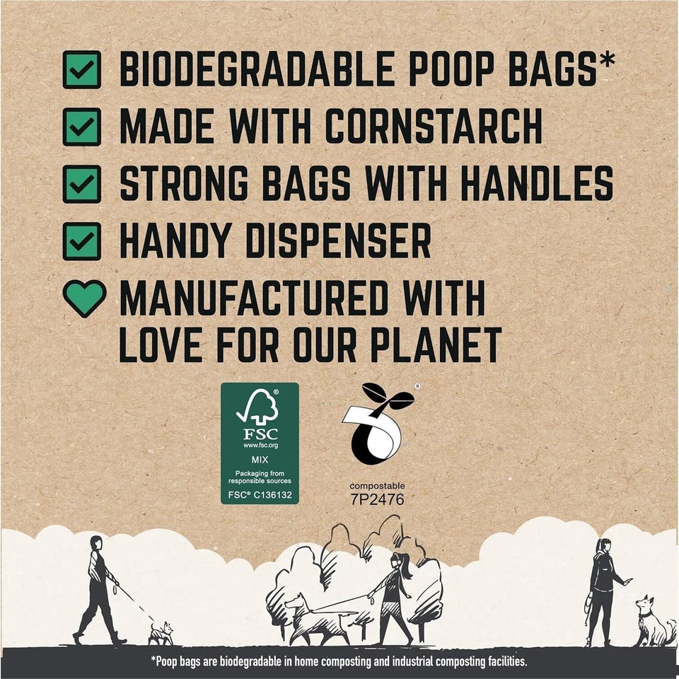 Rosewood Biodegradable Dog Poop Bags with Dispenser – 370 Pack