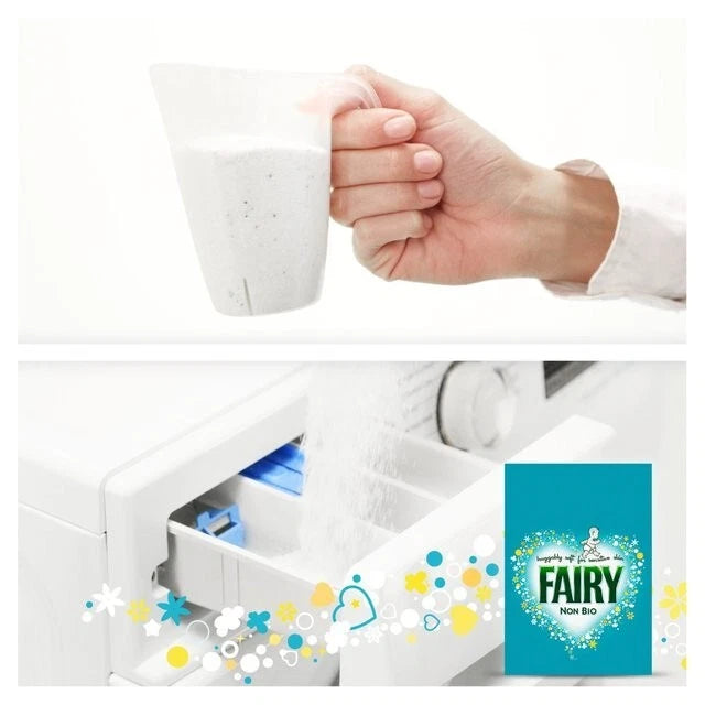 Fairy Non Bio Fast Dissolving Laundry Powder 3kg dosage and washing instructions