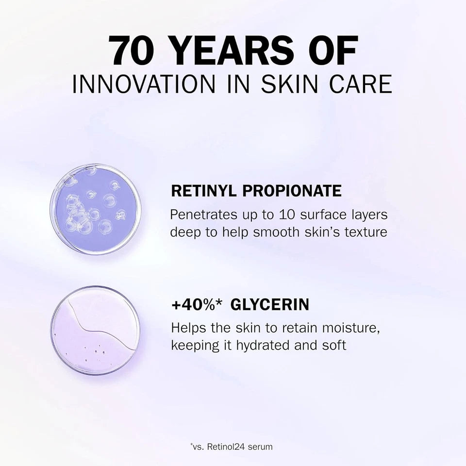 Olay Retinol24 Serum packaging showing ingredients and details.