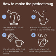 How to Use Image: Options Belgian hot chocolate powder 1kg preparation mixing with hot water in mug
