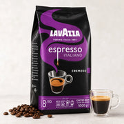 Lavazza Espresso Italiano Cremoso Coffee Beans, resealable coffee bag packaging, chocolaty flavour notes, 1kg