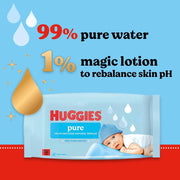 Huggies Pure Baby Wipes cleansing wipes usage instructions resealable packs 12 x 60 wipes