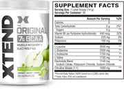 Supplement facts & ingredients image: XTEND Original BCAA Powder Smash Apple supplement facts ingredients tub powder 423g 30 servings