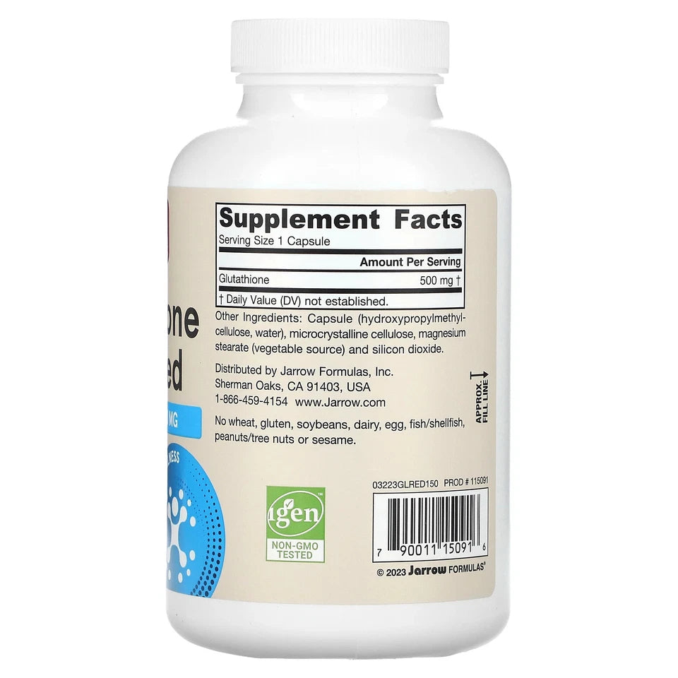 Jarrow Formulas Glutathione Reduced - 500mg  60-150 Veggie Capsules