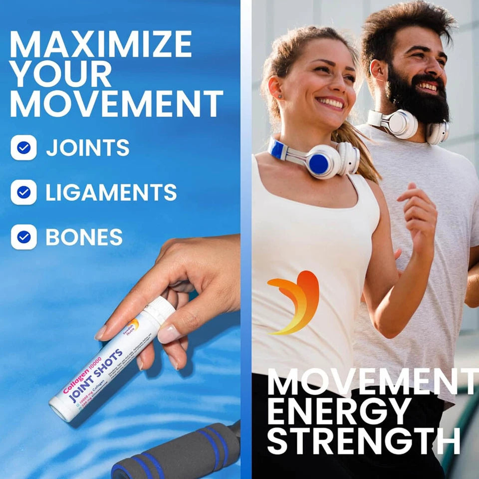 Lifestyle/use image: Swedish Nutra collagen joint shots daily use 30 x 25ml