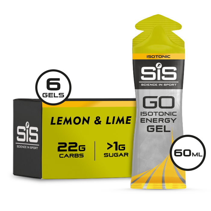 SIS Science in Sport GO Isotonic Energy Gel Lemon Lime, 6-pack box.