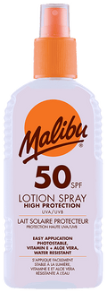 Malibu SPF 50 Sunscreen Lotion Spray, Water Resistant with Shea Butter, 200ml