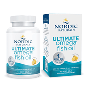 Nordic Naturals Ultimate Omega-3 Lemon Flavoured Fish Oil 60 Softgels bottle & box.