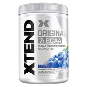 Front image: XTEND Original BCAA Powder Blue Raspberry Ice tub powder 444g 30 servings