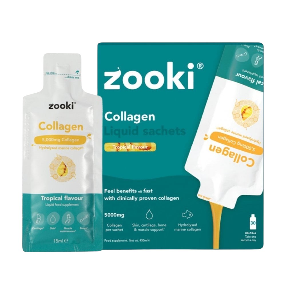 Zooki Marine Collagen 5000mg Tropical liquid sachets 30 x 15ml retail box
