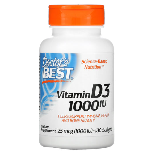 Doctor's Best Vitamin D3, 25 mcg (1,000 IU), 180 Softgels