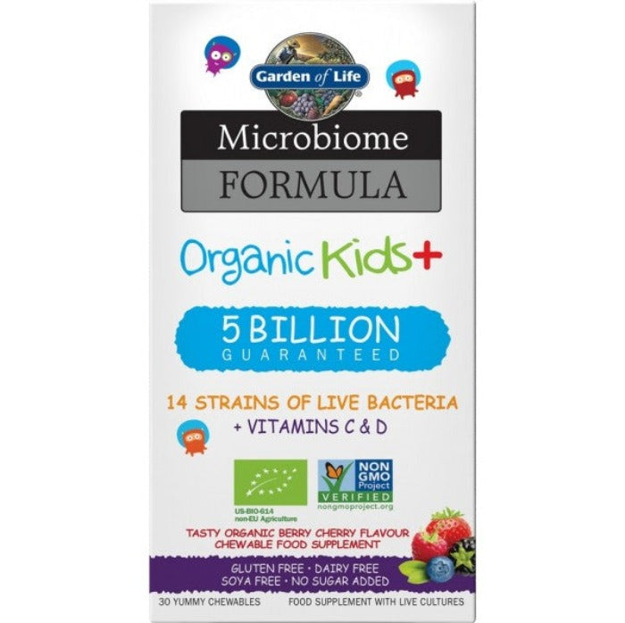 Garden of Life Microbiome Formula Organic Kids+ 5 Billion 30 Yummy Chewables