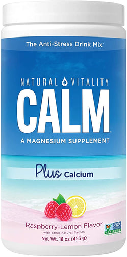 Natural Vitality CALM® Magnesium Plus Calcium Powder, Raspberry Lemon Flavour 226g