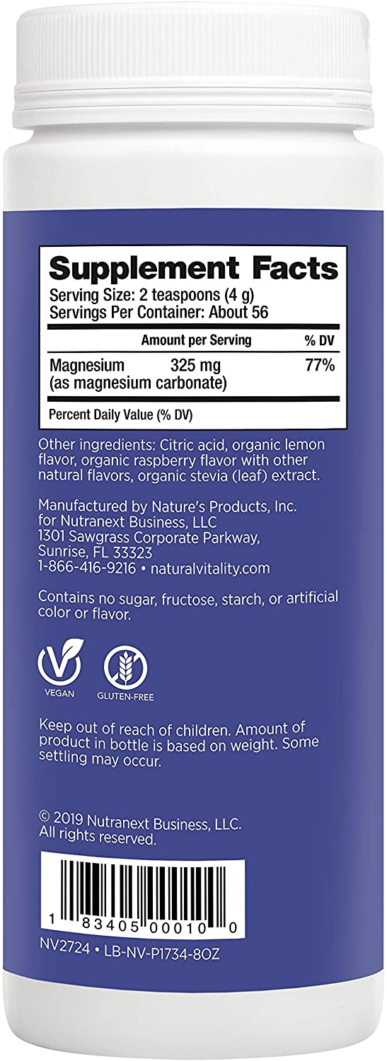 Natural Vitality CALM® Magnesium Powder, Raspberry Lemon Flavour 226g