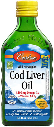 Carlson Labs Norwegian Cod Liver Oil, 1100mg Natural Lemon, 250 ml