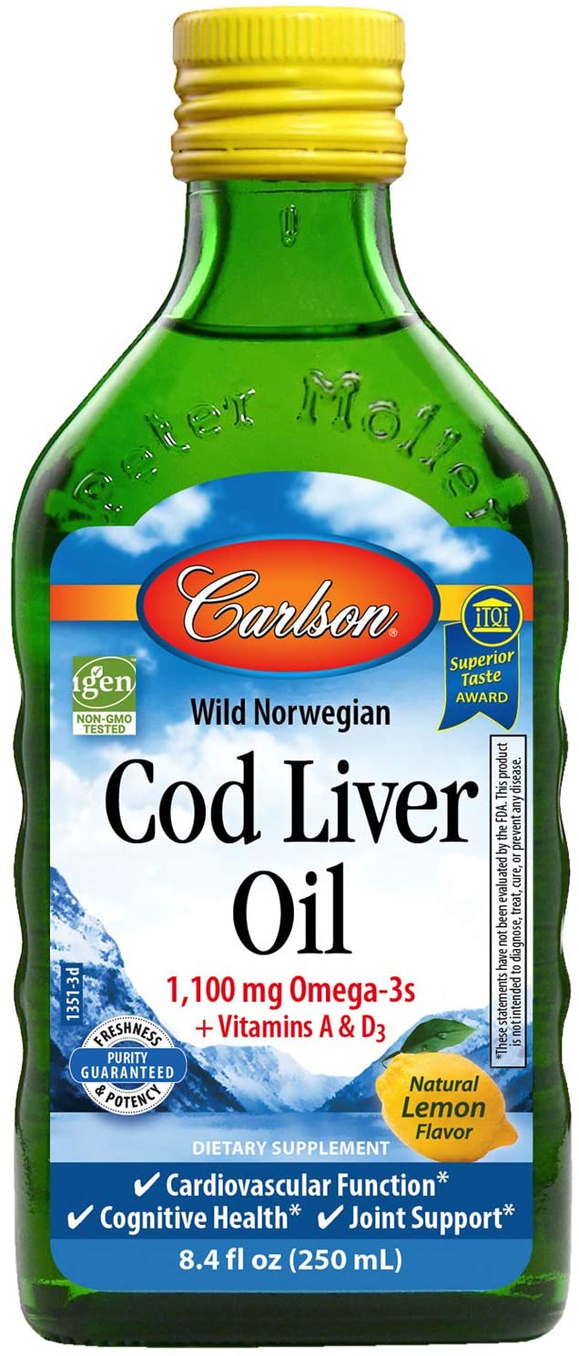 Carlson Labs Norwegian Cod Liver Oil, 1100mg Natural Lemon, 250 ml