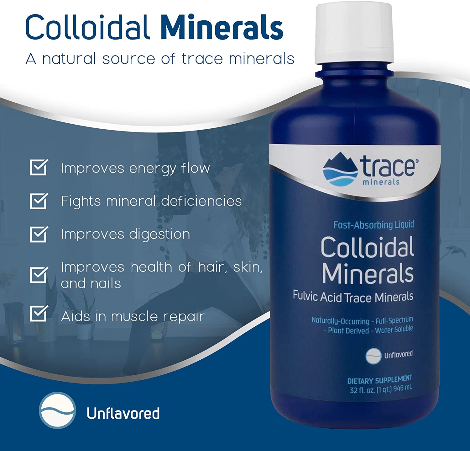 Trace Minerals Colloidal Minerals, Unflavored - 946 ml