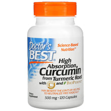 Load image into Gallery viewer, Doctor&#39;s Best High Absorption Curcumin, 500 mg, 120 Capsules
