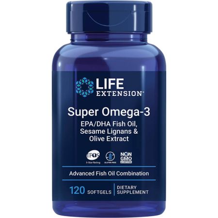 Life Extension Super Omega-3 EPA/DHA Fish Oil Sesame Lignans & Olive Extract 120 Softgels